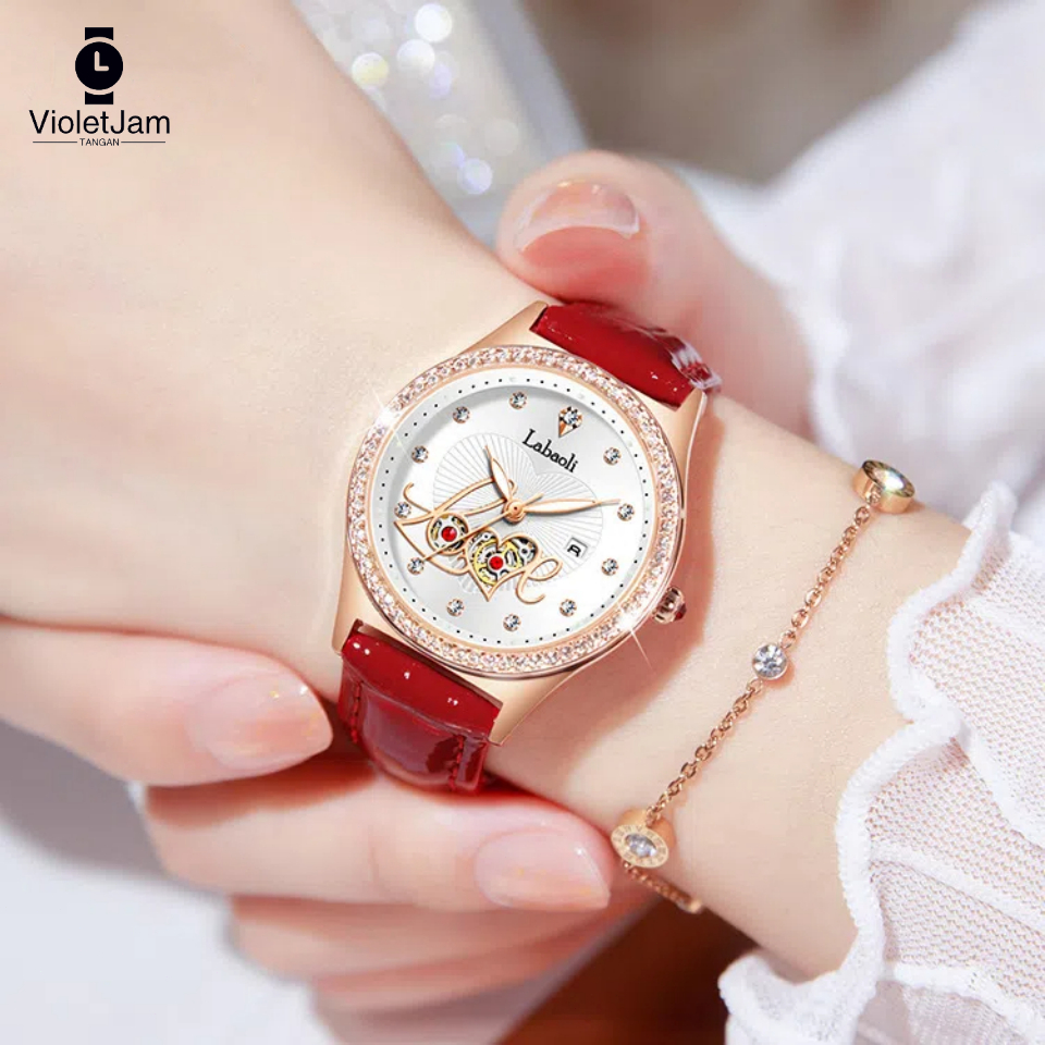 Jam Tangan Wanita Labaoli Original Anti Air Branded Import Terbaru Fashion Mewah Kulit Asli Kuarsa