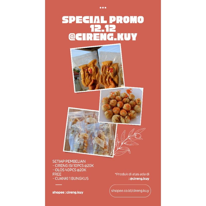 

PROMO 12.12 paket bundling cireng isi + olos free cuanki 1 pounch