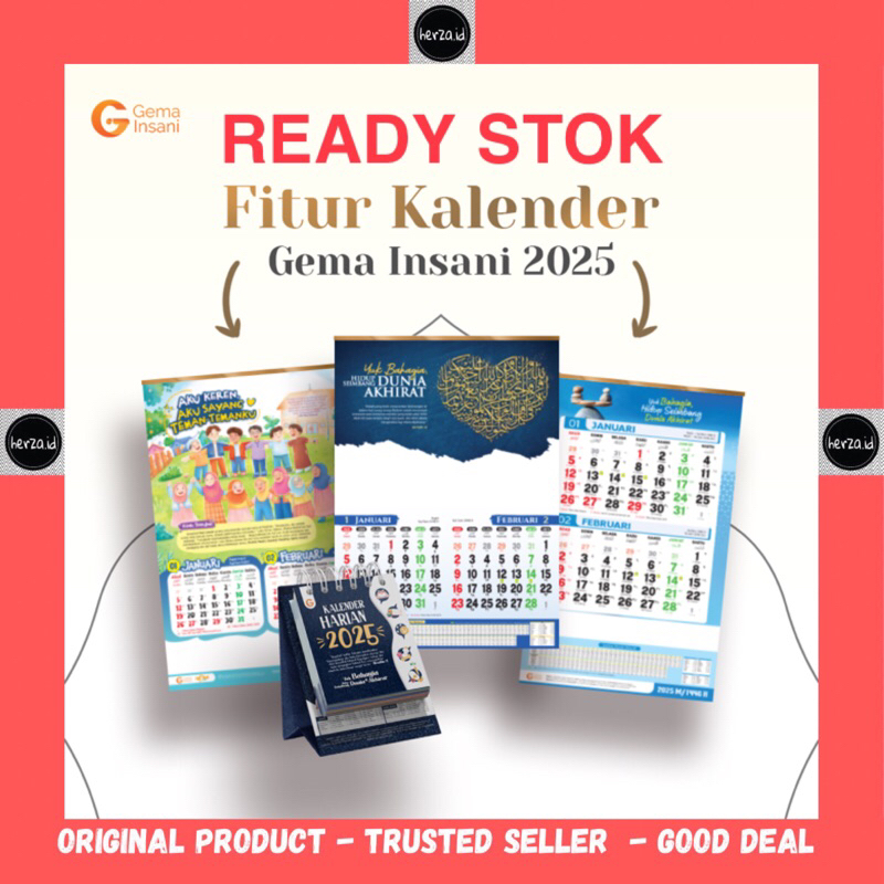 

Kalender 2025 Gema Insani eksklusif islami - kalender anak regional dinding gantung kalender meja kaligrafi harian masehi hijriah hijriyah islam jawa