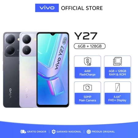 VIVO Y27 HP MURAH 5G/4G RAM 8GB+256GB SmartPhone Handphone 6.64 inch/Baterai 5000mah HP android