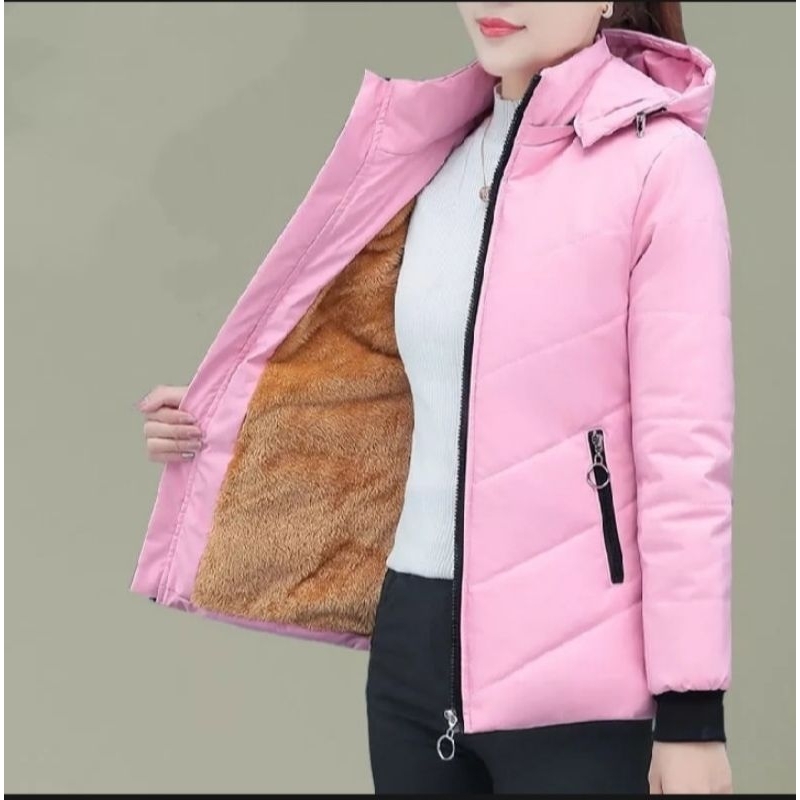 JAKET BULU WANITA- JAKET TEBAL FULL BULU- JAKET ANTI AIR