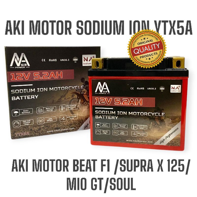AKI LITHIUM NANO BATTERY SODIUM ION 12V5,2AH AKI MOTOR YTX5A AKI MOTOR LITHIUM NANO ION ALL HONDA BE