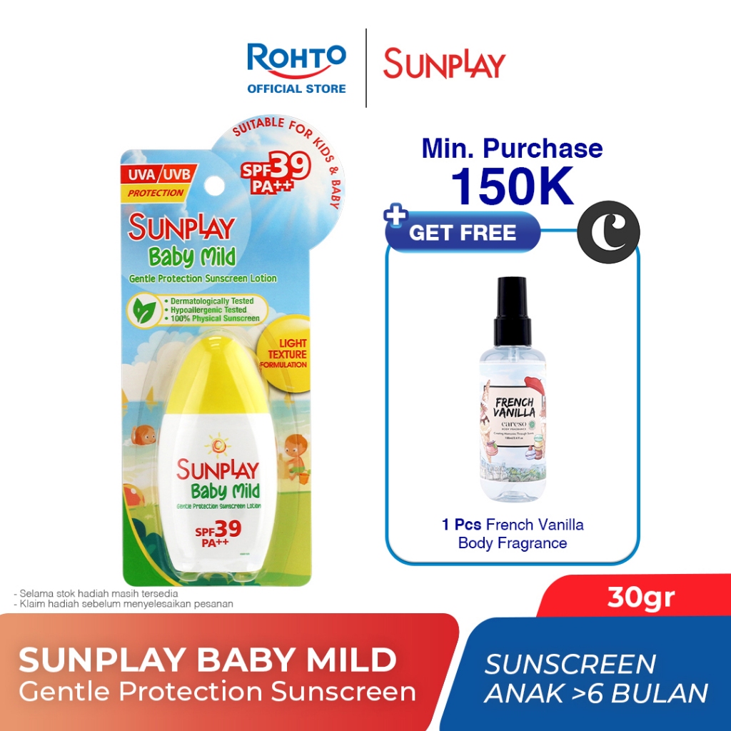 Sunplay Baby Mild Gentle Protection Sunscreen Lotion SPF 39, PA++ - 30g (Optimal protection against 