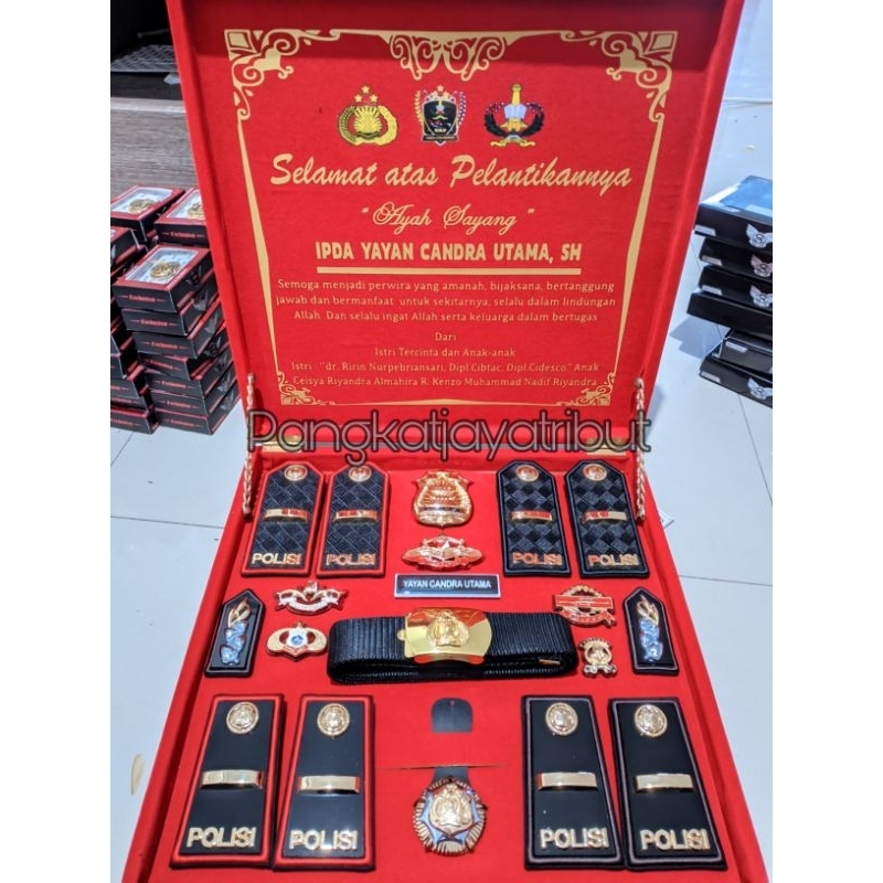 PANGKAT POLISI IPDA PDH PDU SET BOX CUSTOM UCAPAN SET BOX PERLENGKAPAN POLRI