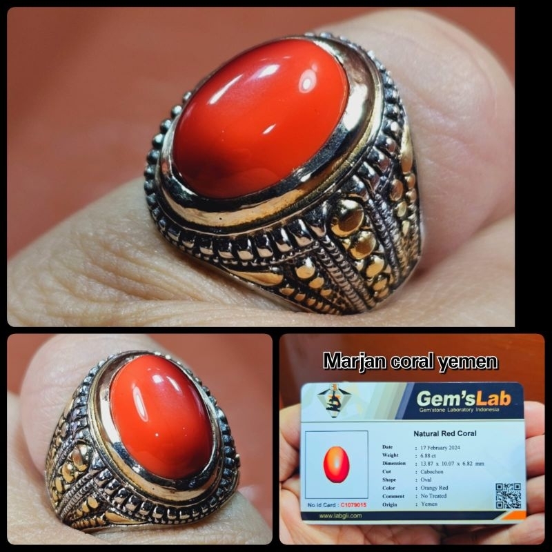CINCIN AKIK BATU RED CORAL.YEMEN + MEMO LAB