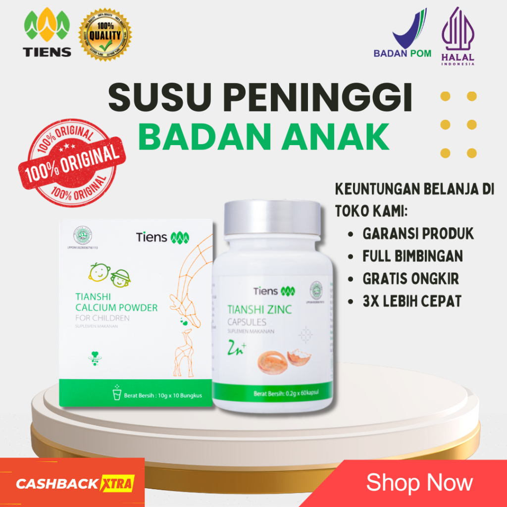 Susu peninggi badan anak 5-12 tahun cepat - susu calsium & zinc laktat tiens original halal bpom