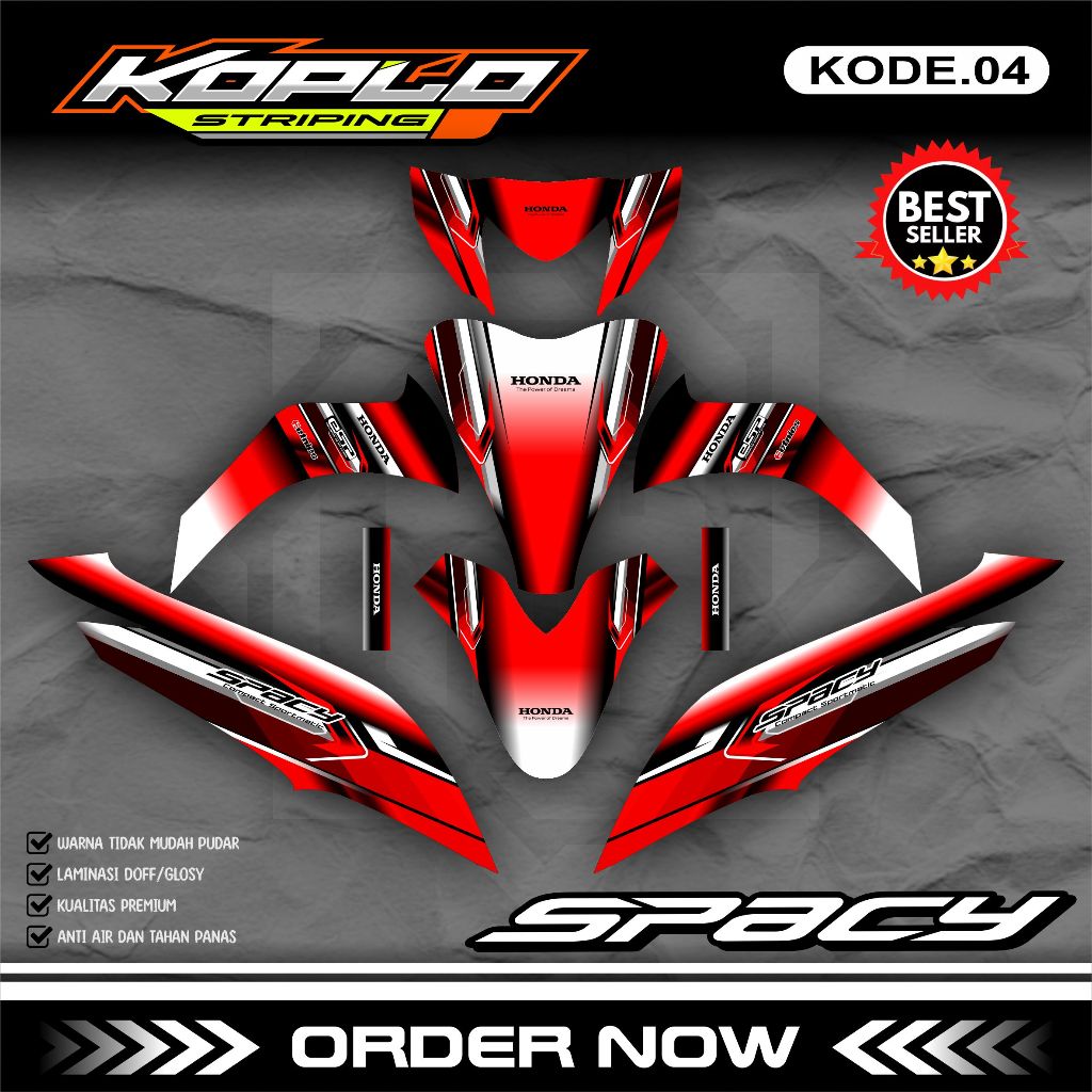 Sticker Decal Full Body Honda Spacy - Dekal Stiker Striping Motor Spacy Desain Grafis Racing KPL.04