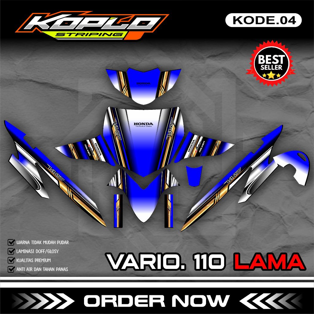 Sticker Decal Full Body VARIO Lama/Karbu - Dekal Stiker Variasi Motor VARIO 110 Motif Rodrace KPL.04