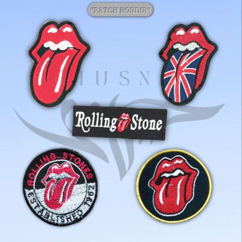 Emblem Patch Jahit Bordir Rolling Stones Akseoris Iron Patch Emblem Bordir