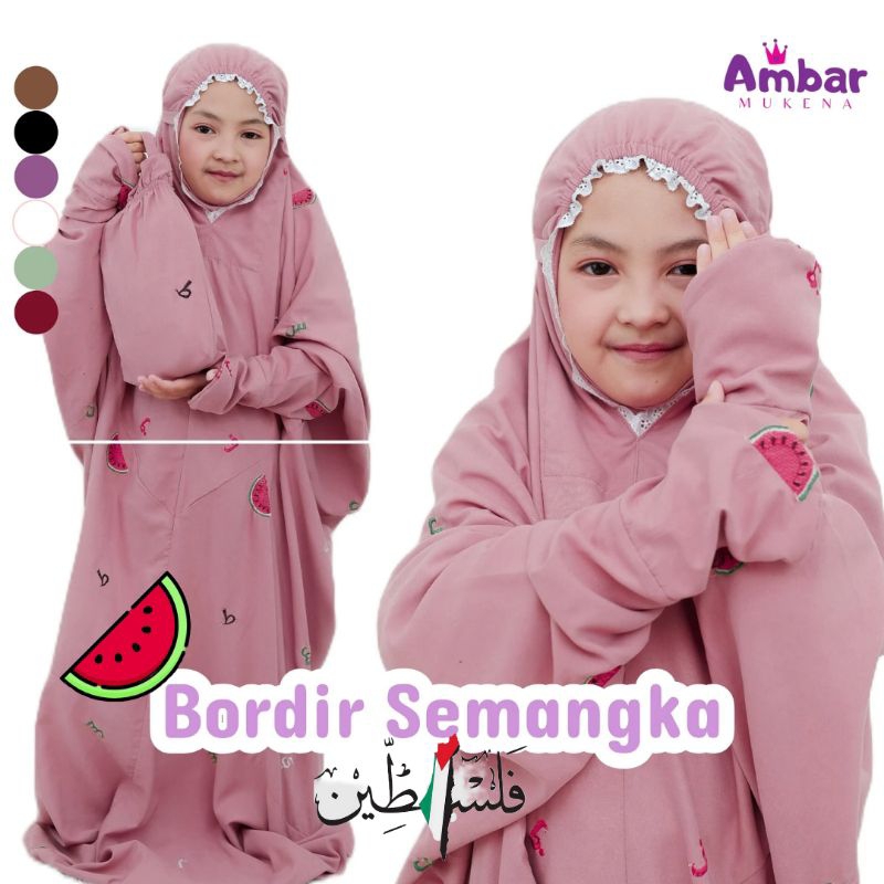 Mukena Anak Terusan Semangka Palestina Arabic – Adem, lucu, Mikro Premium Anak Remaja | Ambar Mukena