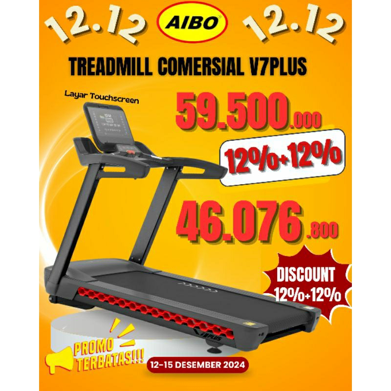 AIBO FITNESS & HEALTH BANJARMASIN/ PROMO Spesial 12.12/ Treadmill Elektrik Comersial V7Plus/ Diskon 