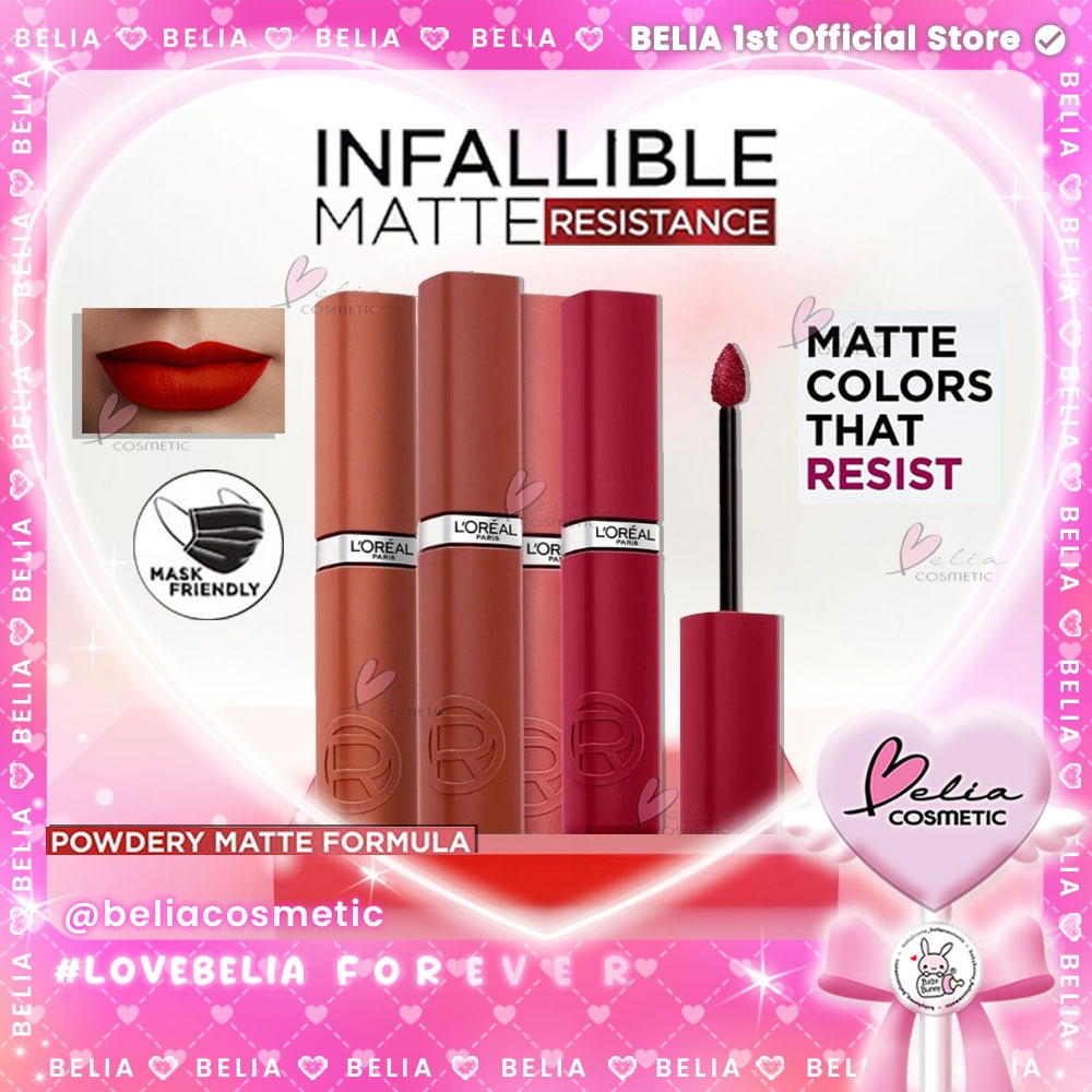 ❤ BELIA ❤ L’OREAL Paris Infallible Matte Resistance Liquid Lipstick | 16 Jam Long Lasting |Tidak Tra