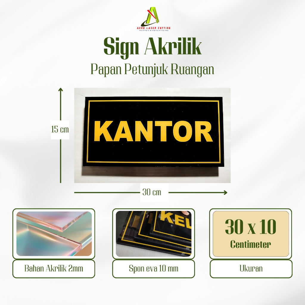 PAPAN NAMA KELAS AKRILIK 30X15CM /PAPAN PINTU KELAS