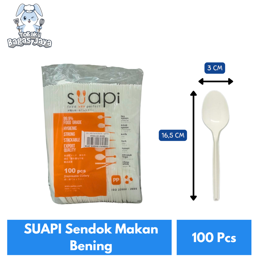 SUAPI Sendok Makan Plastik Warna Putih 100 Pcs