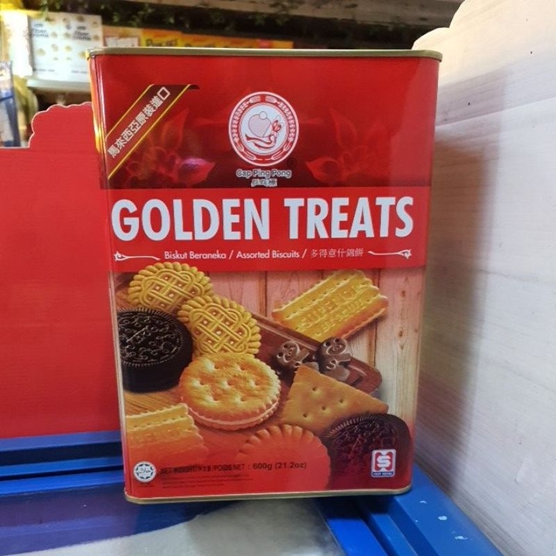 

Cap Ping Pong Golden Treats Assorted Biscuits Kaleng Petak 600gr