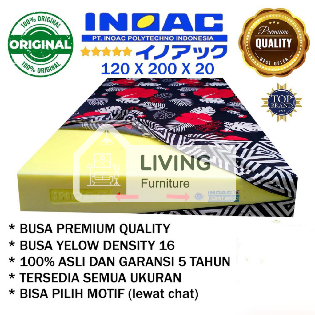 Kasur Busa INOAC EP Density 16 Garansi 5 Tahun / Busa Inoac 120 x 200 x 30 Cm