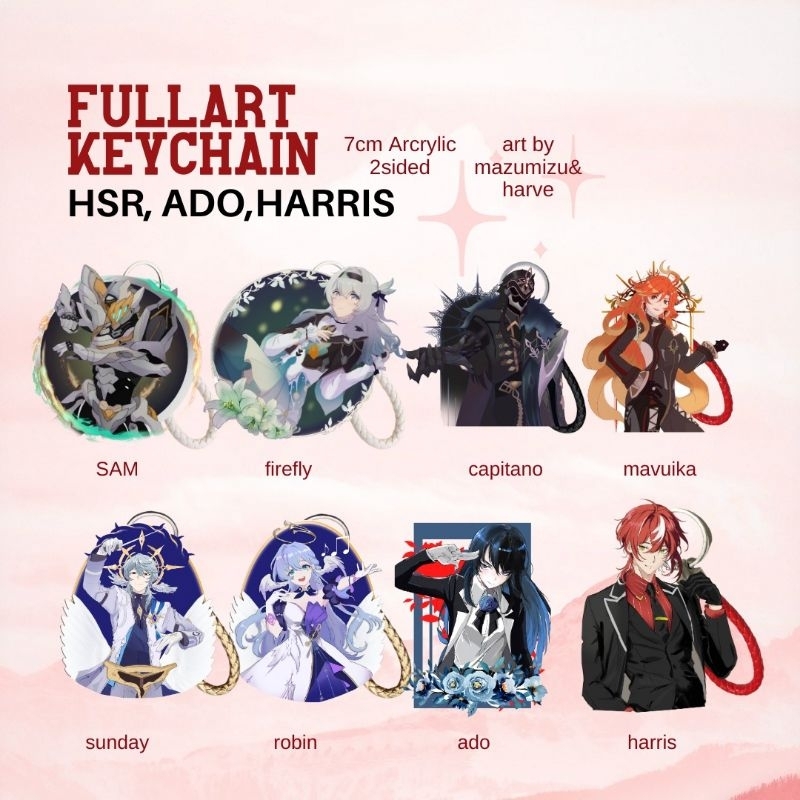 Fullart keychain acrylic hsr, genshin, ado, harris