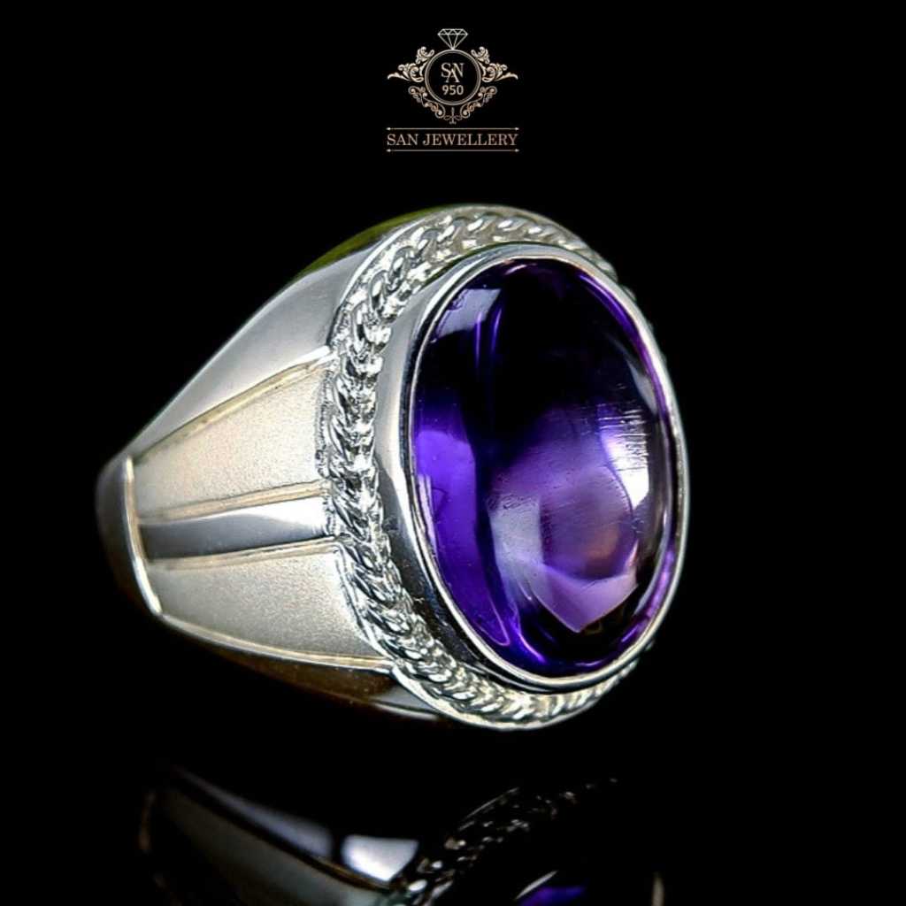 Cincin ikat batu akik permata perak pria 17