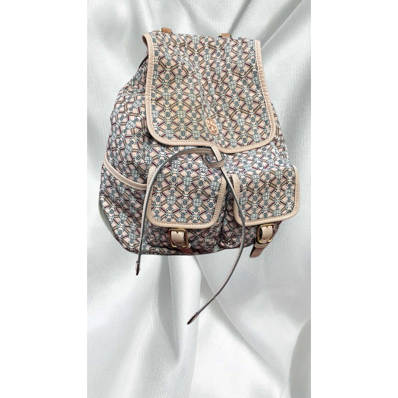 TB Nylon Leather Trimmed Backpack (Pink)