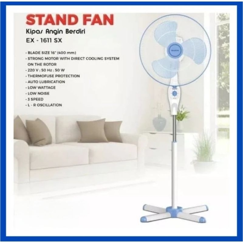 Maspion Stand Fan Ex 1611 SX kipas angin berdiri EX-1611 SX