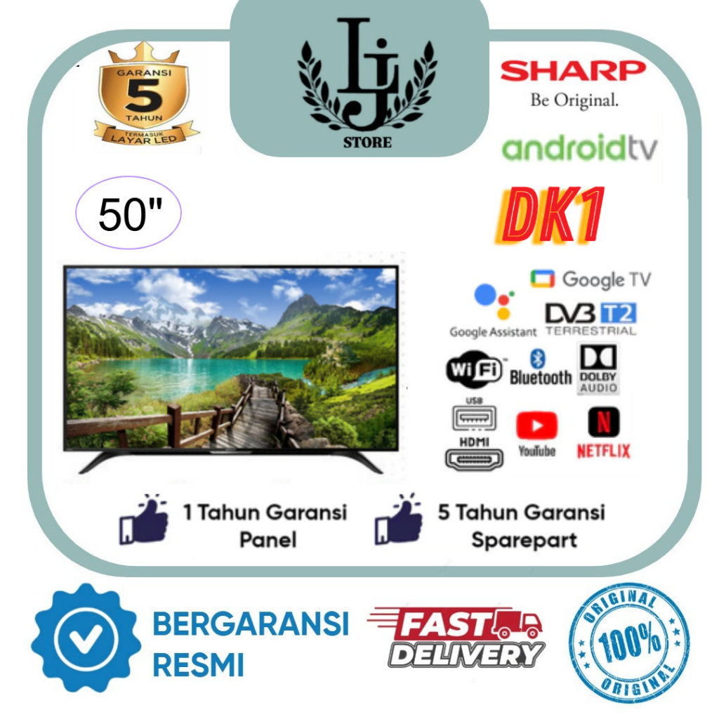 TV LED Sharp 4TC50DK1 LED Sharp 50 Inch Android TV UHD 4K Sharp