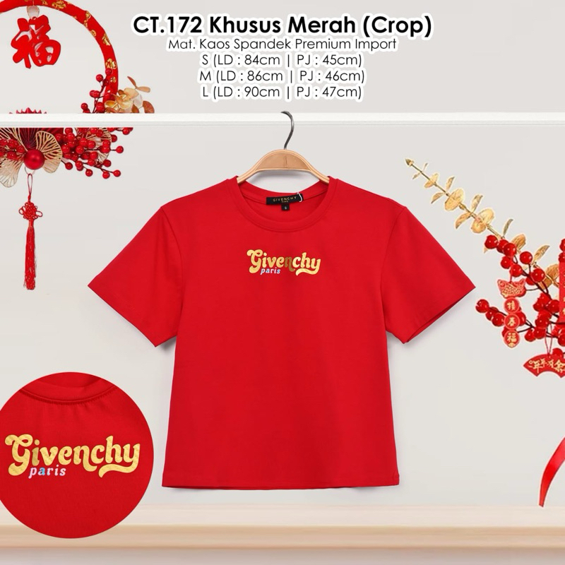 Givenchy Kaos Merah impor crop