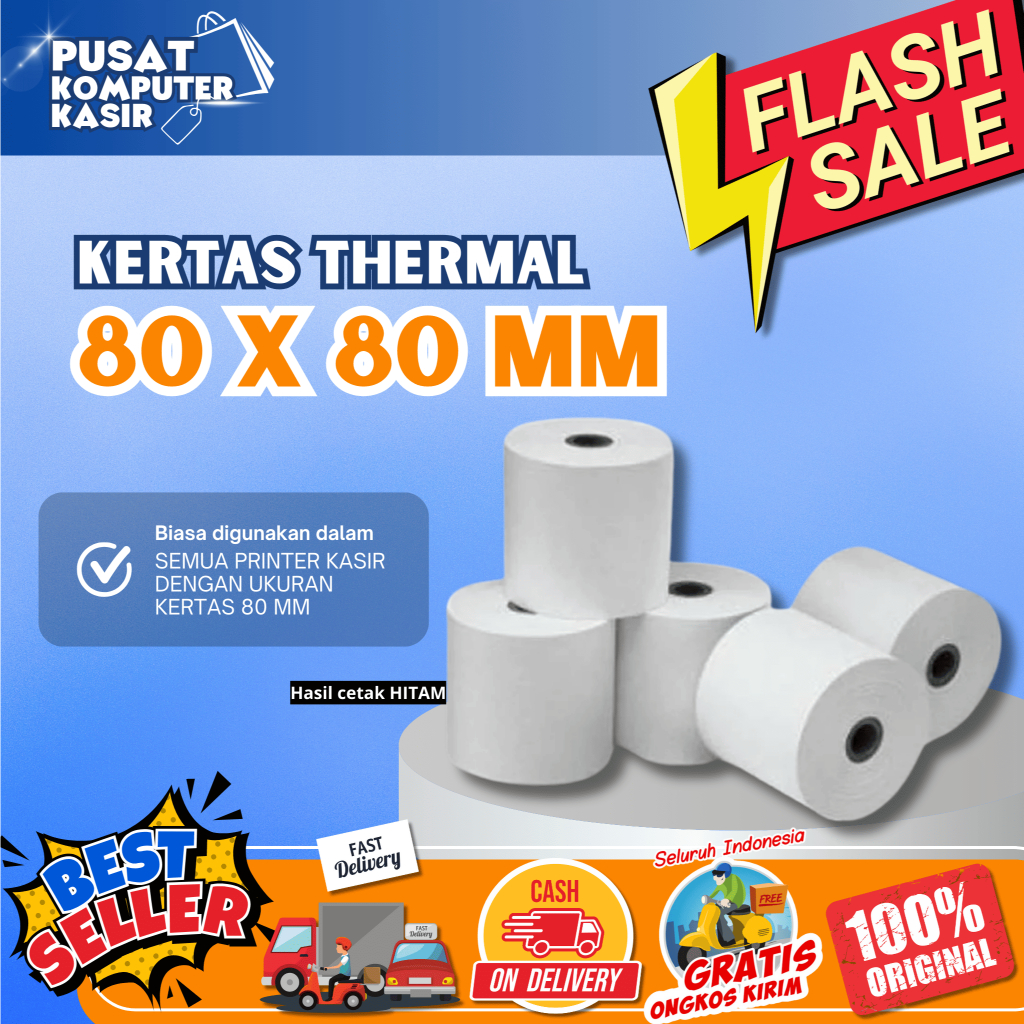 

Kertas Thermal Kasir Struk Iware Murah Ult 80x80 Cetakan Hitam Untuk Printer Thermal 80mm