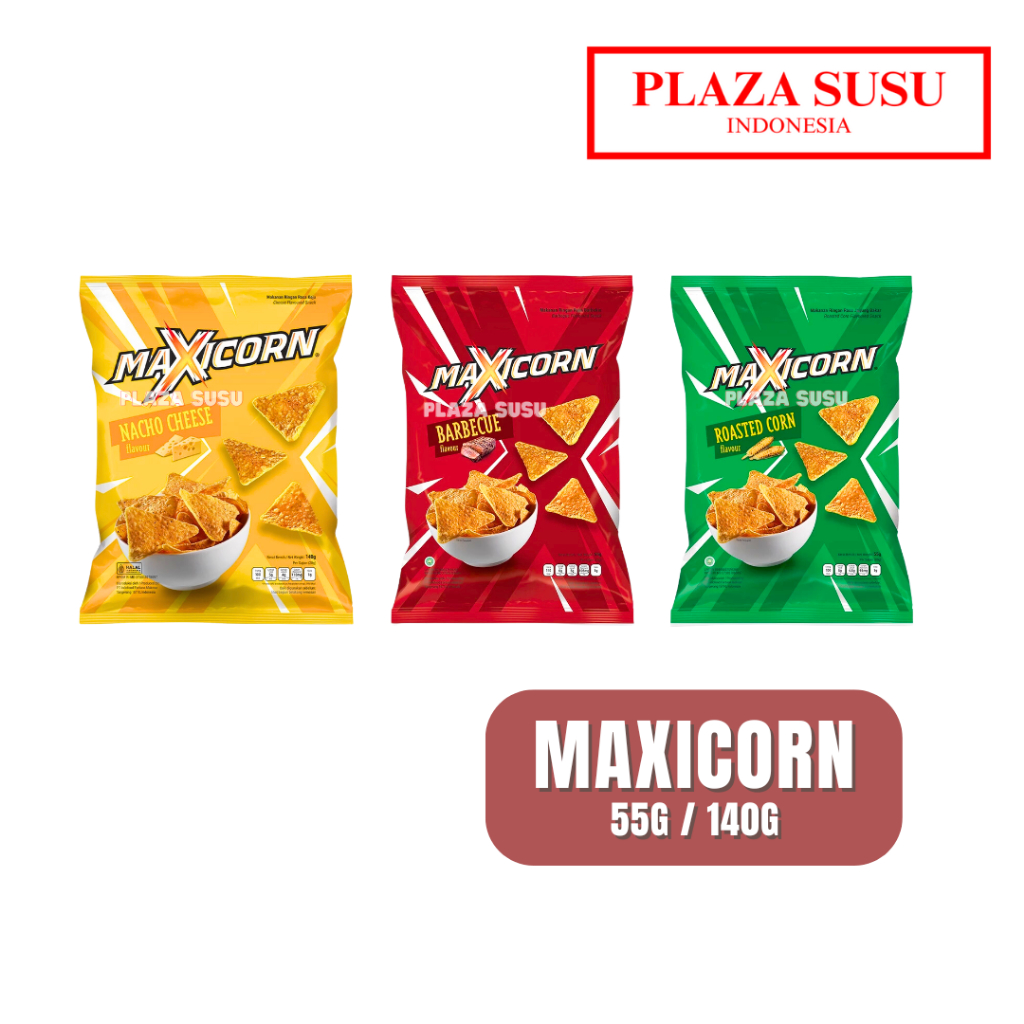 

CAMILAN MAXICORN TORTILA CHIPS MAKANAN RINGAN BARBECUE BBQ ROASTED CORN CHEESE KEJU