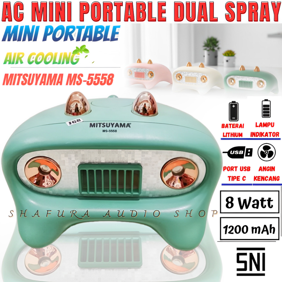 Air Cooler Fan - Ac Mini Portable Dual Spray Mitsuyama Ms-5558 | Ac Mini Kipas Sejuk Portable Usb / 