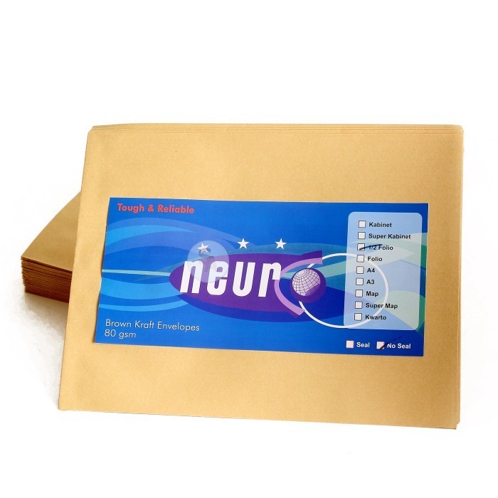 

100 Lembar Neuro Amplop Cokelat 1/2 Folio Non Seal