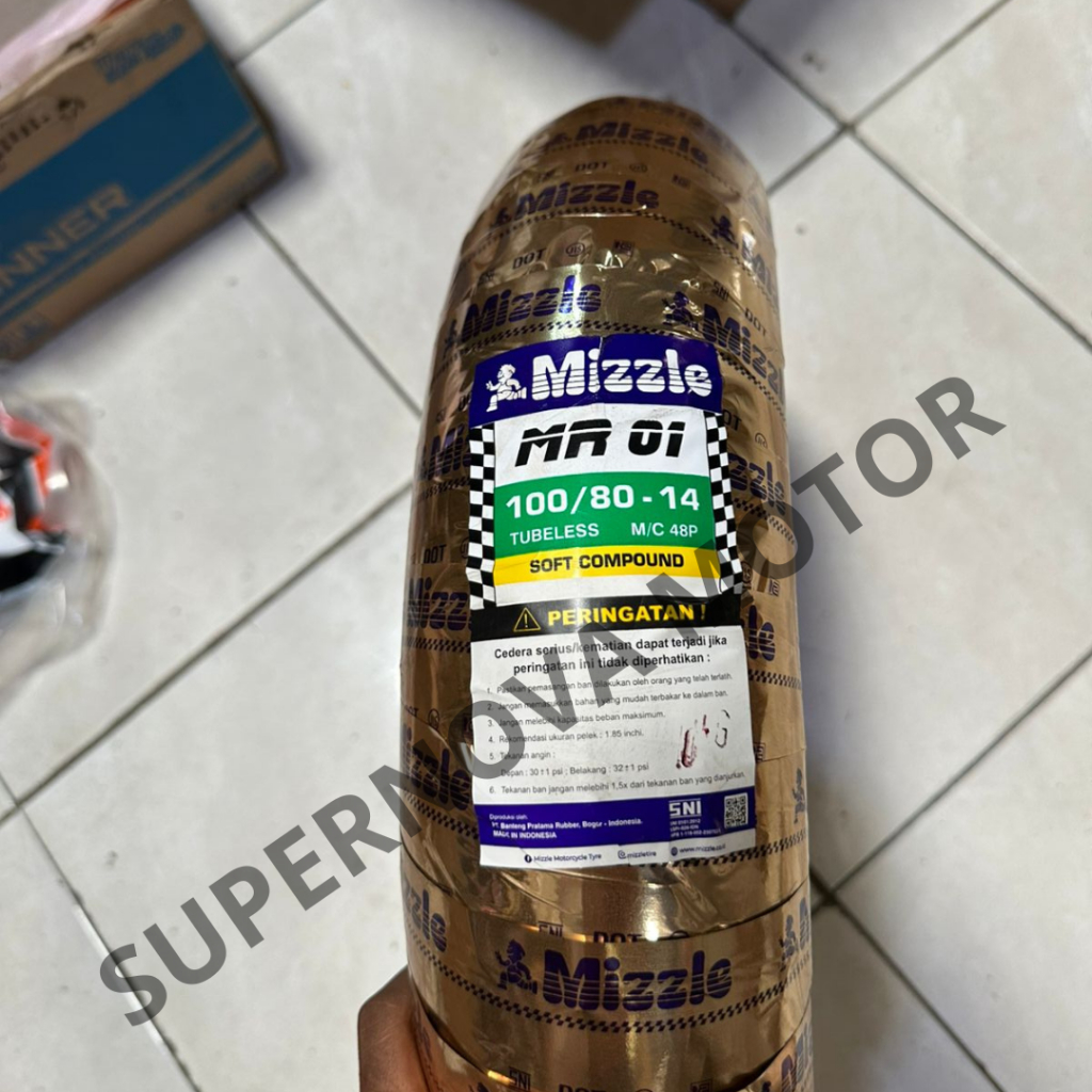 BAN LUAR MIZZLE 100/80 - 14 TYPE MR01 BAN LUAR MOTOR RING 14 TUBELESS MIZZLE