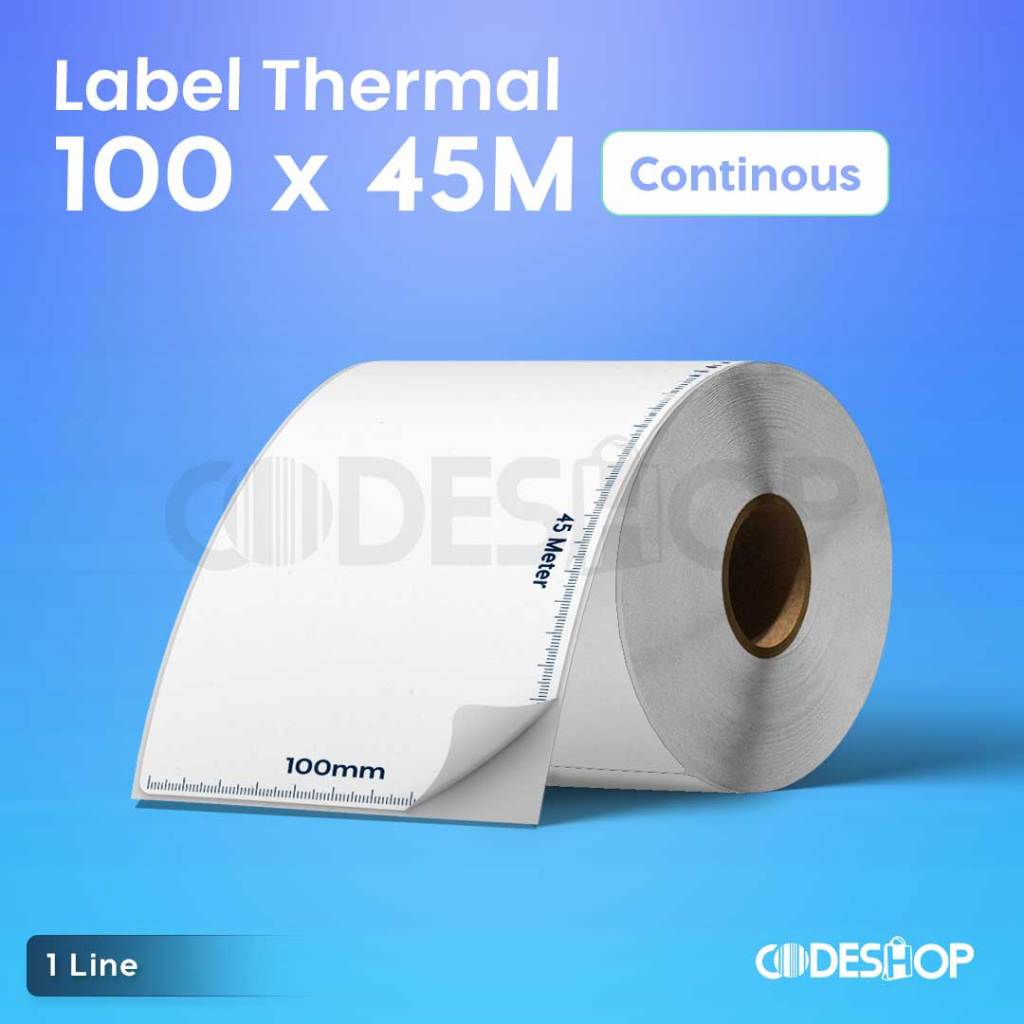 

LABEL BARCODE 100 X 45 M CONTINUOUS BAHAN THERMAL STICKER 100X45