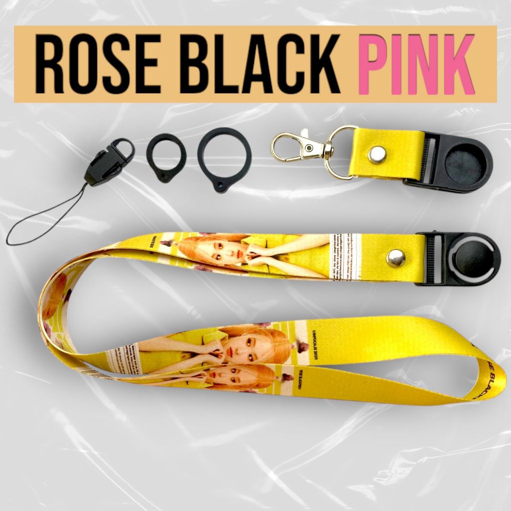 

ROSE BLACK PINK LANYARD GANTUNGAN HANDPHONE UKURAN 2CM