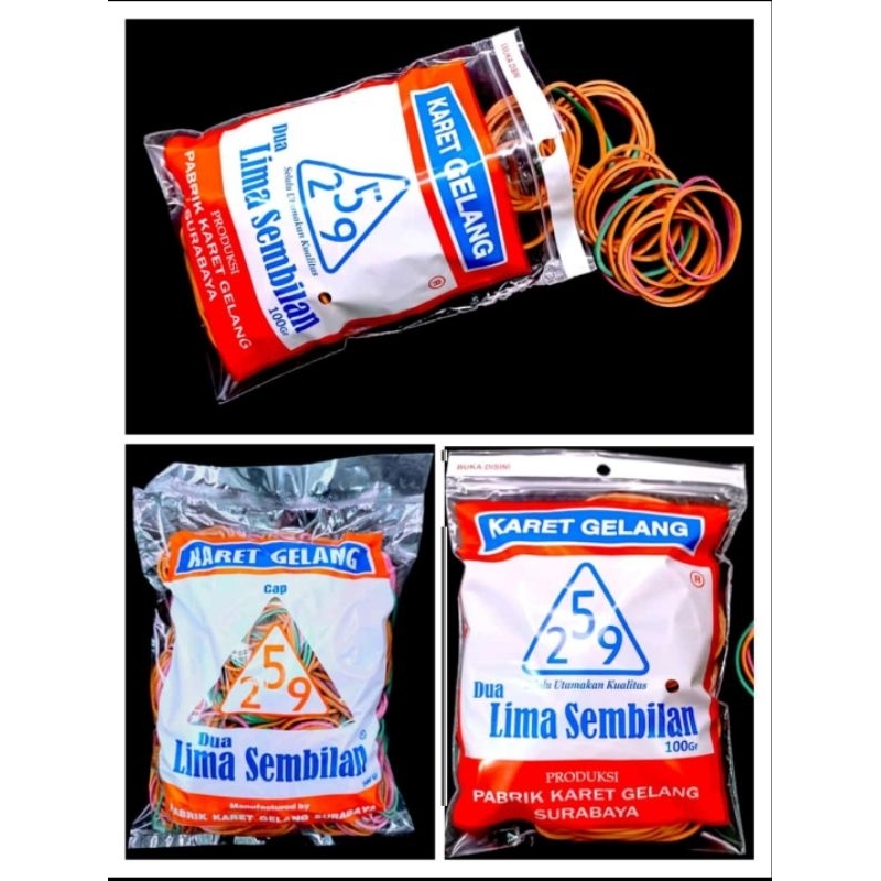 

Karet Gelang kuat dan tidak mudah putus isi 1 Ons 100gr Merk 259
