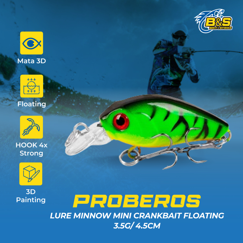 PROBEROS Umpan Pancing Lure Crankbait mini minnow 3.5g/4.5cm Minnow Floating MN134