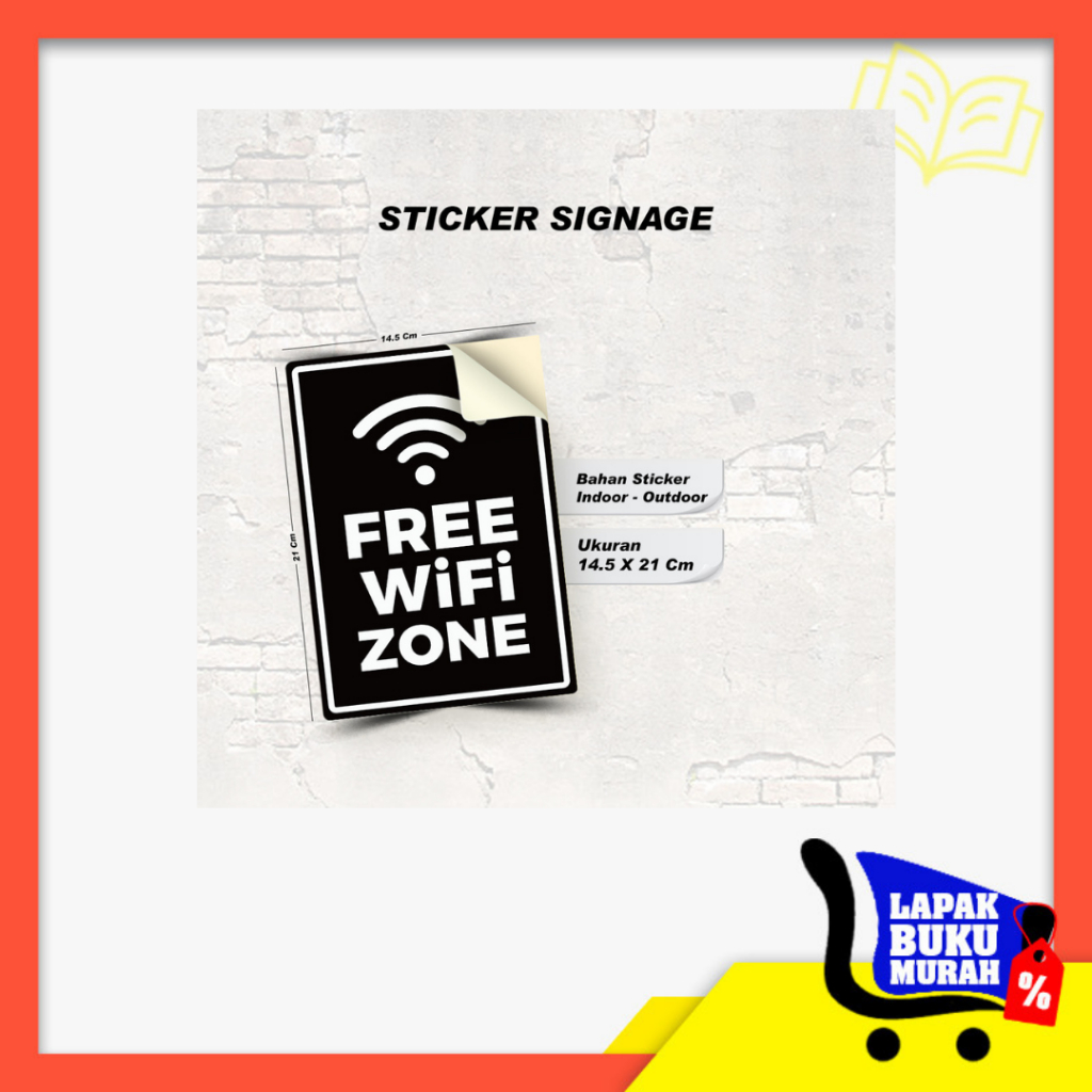 

lbm - STIKER FREE WIFI ZONE/ MURAH BAHAN VINLY / STIKER UKURAN 14.5 X 21 / STIKER SIGNAGE CCTV 24 JAM / INDOOR - OUTDOOR,,,