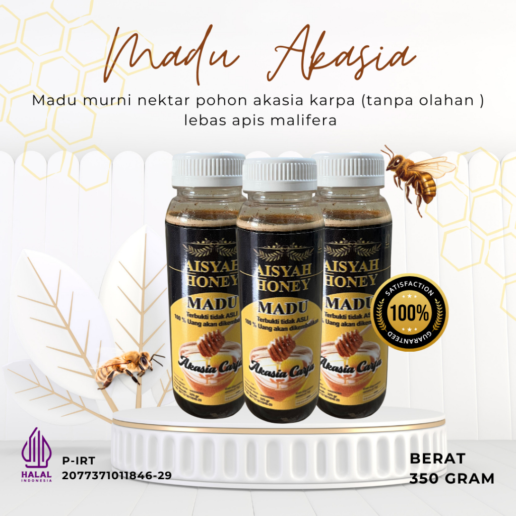 

MADU MURNI AKASIA CARPA 300GRAM GRADE A 100% ALAMI LEBAH APIS MELLIFERA