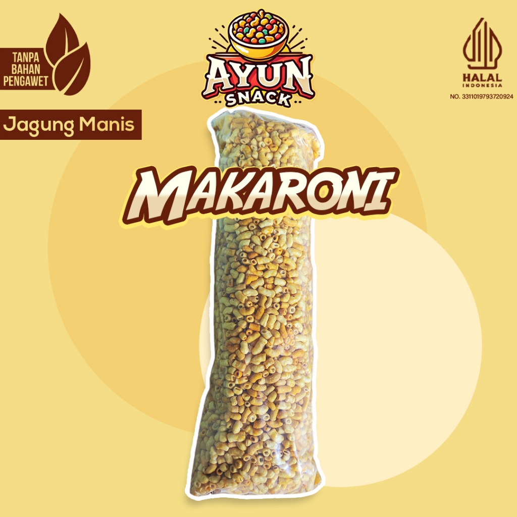 

MAKARONI BANTET 1KG - Cemilan Pedas Renyah & Gurih [JAMINAN RASA] - RASA JAGUNG MANIS