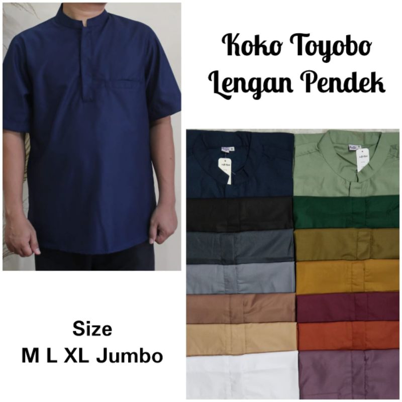 Baju Koko Pria Lengan Pendek Polos Size Lengkap, Koko Pendek Katun Toyobo, Koko Santri, Koko Guru, K