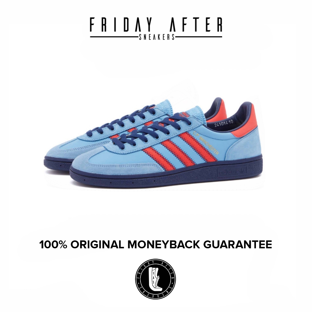 Sepatu Sneakers Pria Wanita Adidas Manchester Spezial CP Company Light Blue Bringht Red IH3312 Origi