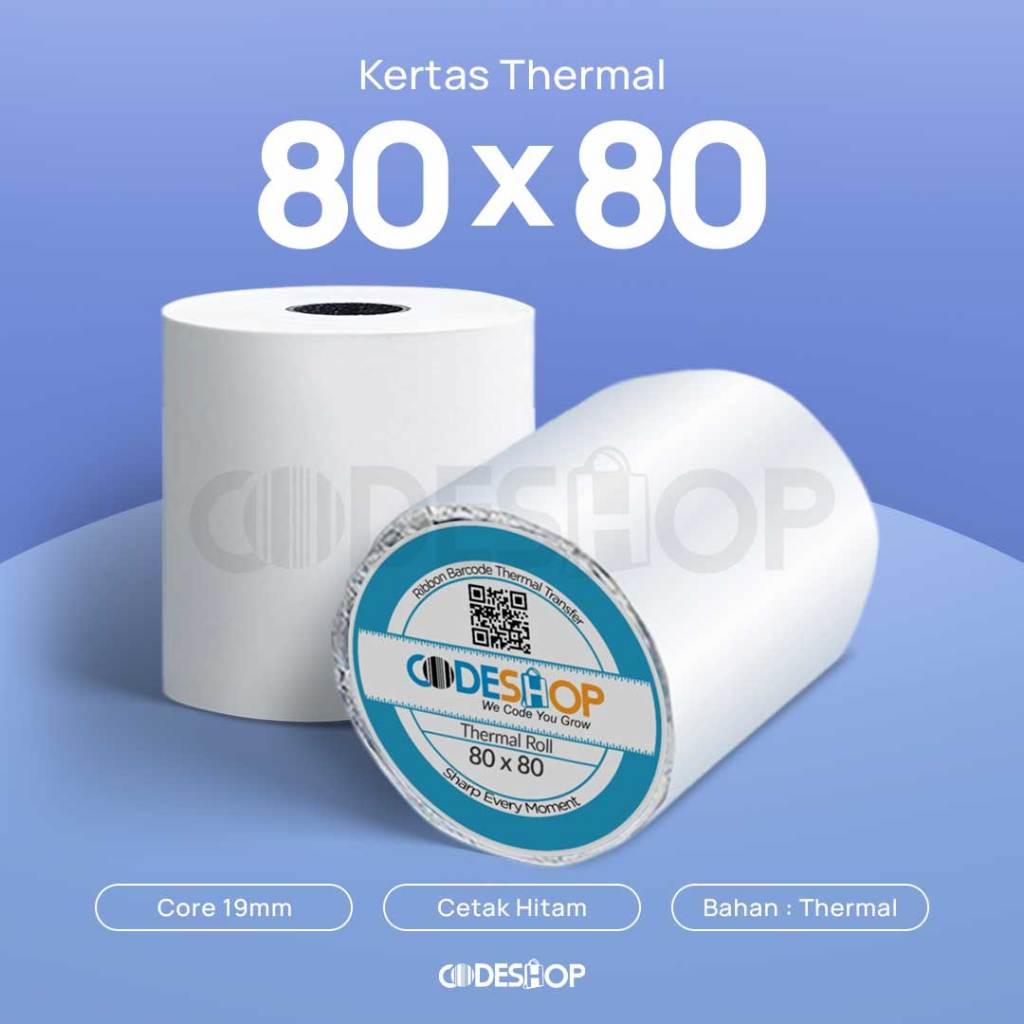 

Kertas Thermal 80x80 mm Codeshop Roll Struk Paper Termal Printer Mesin Kasir 80mm