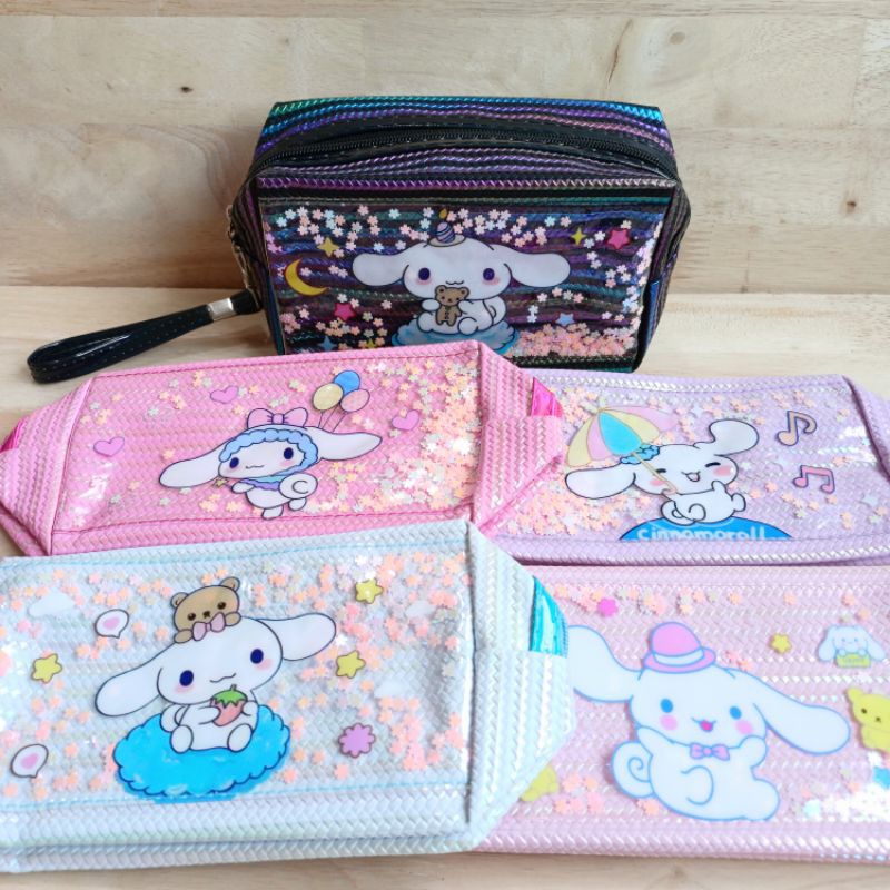 Pouch make up kulit pu anyaman hologram sanrio CINNAMOROLL