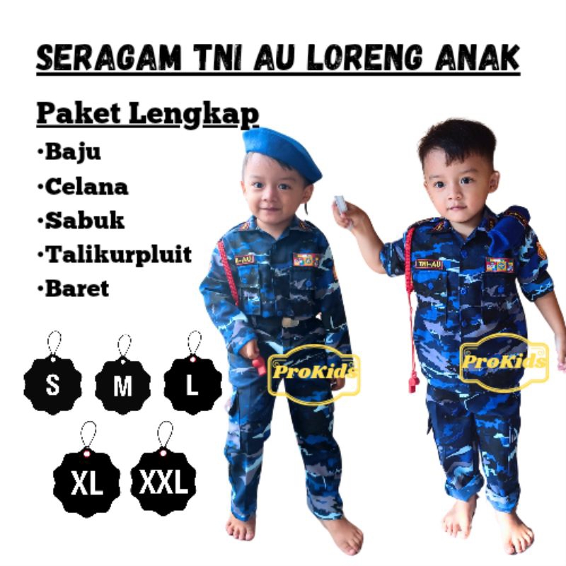 Baju TNI AU Loreng Anak,Baju Profesi Anak Karnaval anak tk anak loreng TNI AU Anak TNI AU Cilik