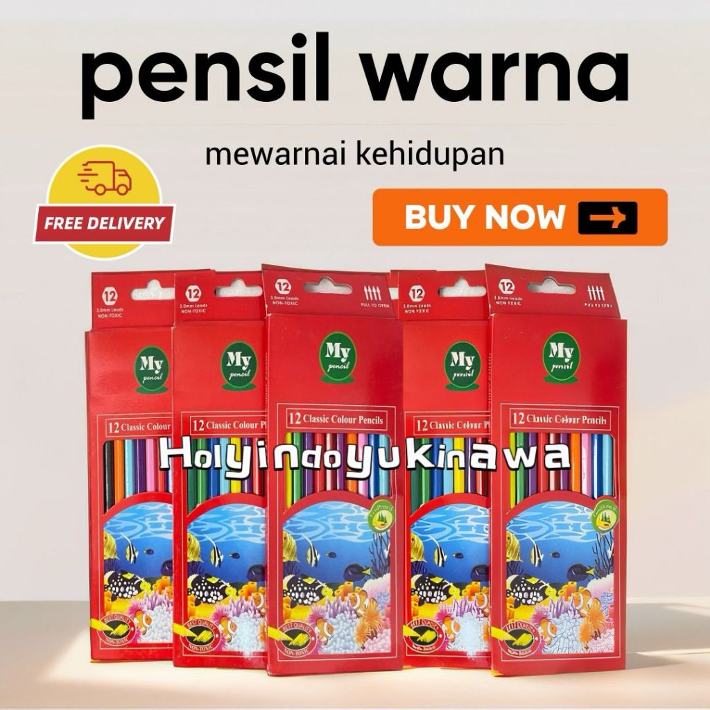 

Pensil 12 Warna Panjang MY PENCIL / Color Pencil Paper Box Classic / Coloring Set Anak Anak