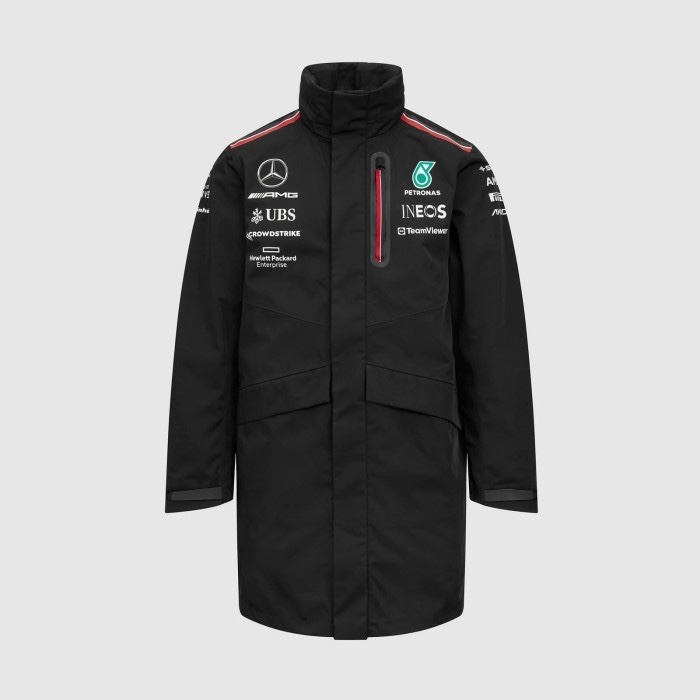 Mercedes-AMG F1 2023 Team Rain Jacket. Jaket Hujan Unisex Pria Wanita Formula 1