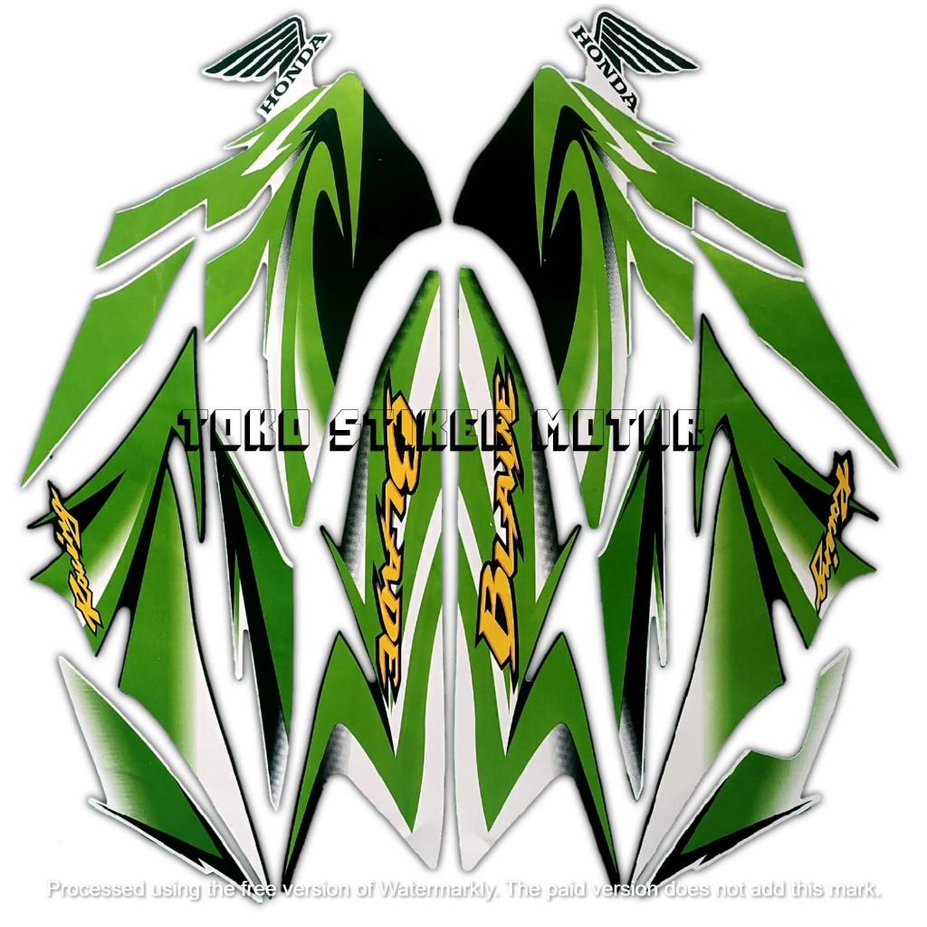 STIKER STRIPING & LIS BODY HONDA BLADE 110 R 2010 2011 PUTIH HIJAU STANDAR