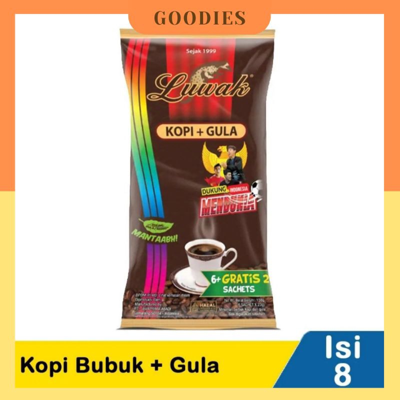 

Luwak Kopi Hitam Bubuk + Gula Isi 6+2 Pcs 23gr