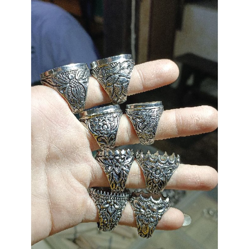 Ring cincin/emban alpaka super cakar full ukir