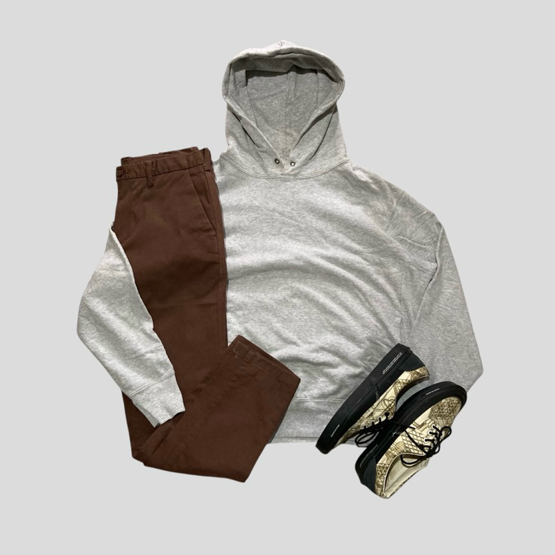 hoodie boxy uniqlo grey second