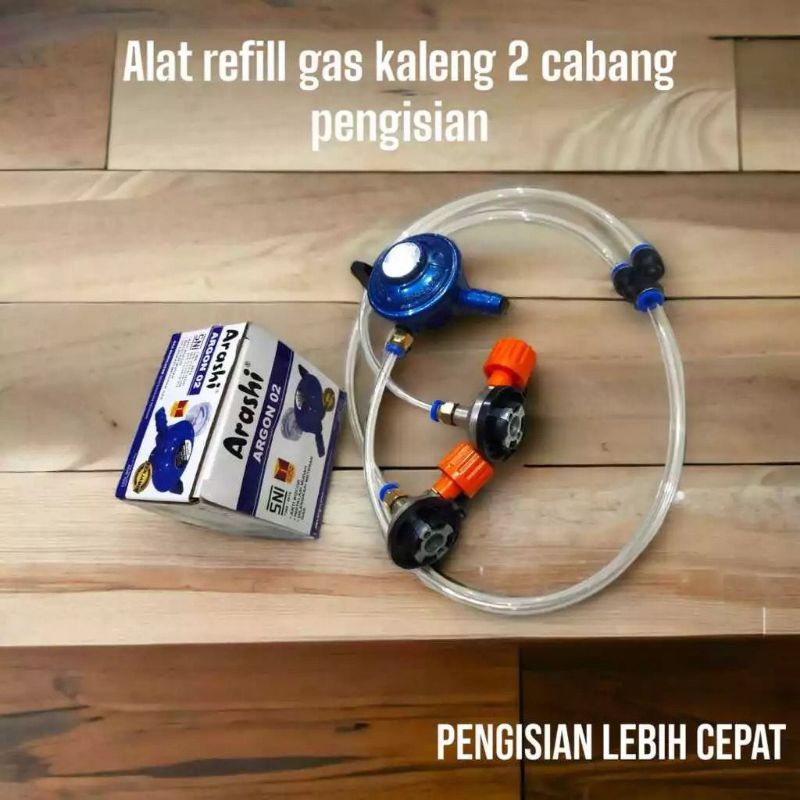 Alat refill gas 2 cabang adaptor kran selang 6 mm
